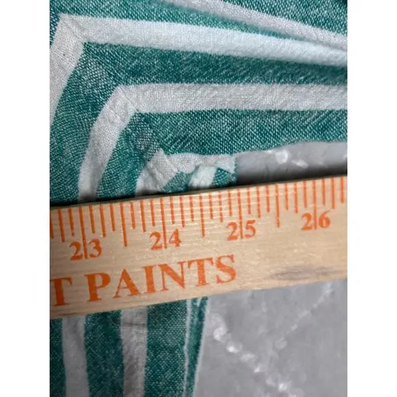 Universal Thread XXL Linen Blend Striped Button Down Shirt Green White Relaxed - Picture 7 of 10